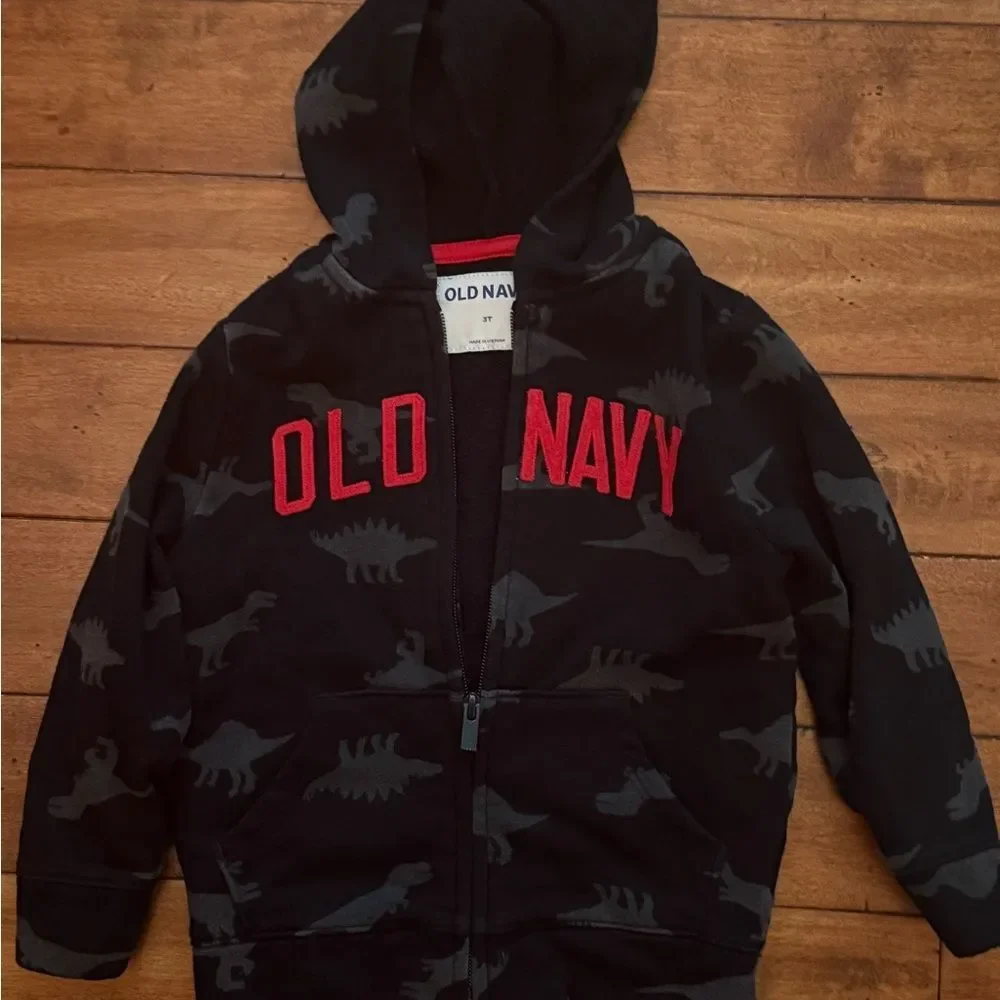 Old Navy Hoodie Boys 3T‎ Dinosaurs Full Zip Sweatshirt Jacket